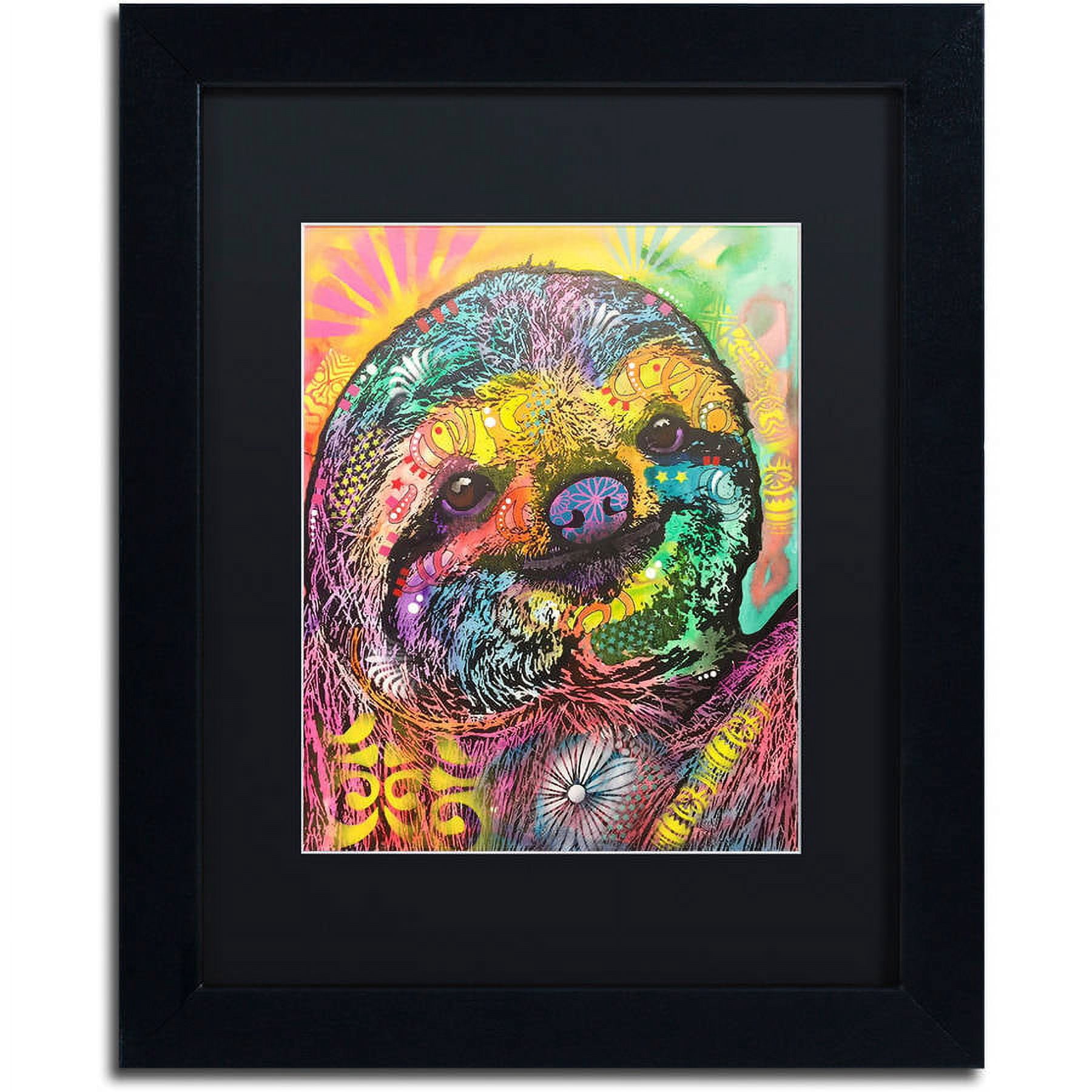 Trademark Fine Art "Sloth" Canvas Art by Dean Russo, Black Matte, Black Frame