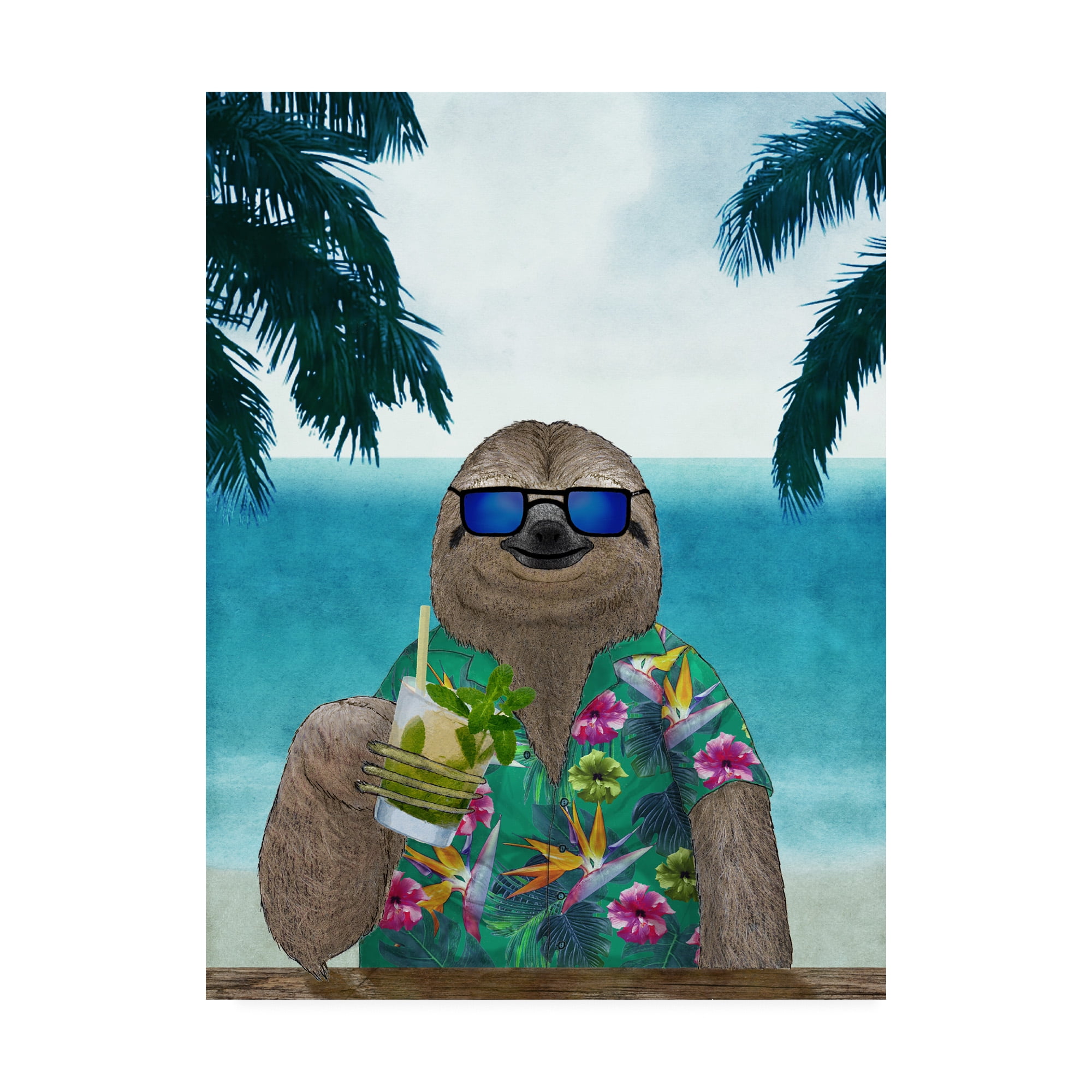 Trademark Fine Art 'Sloth on Summer Holidays' Canvas Art by Barruf