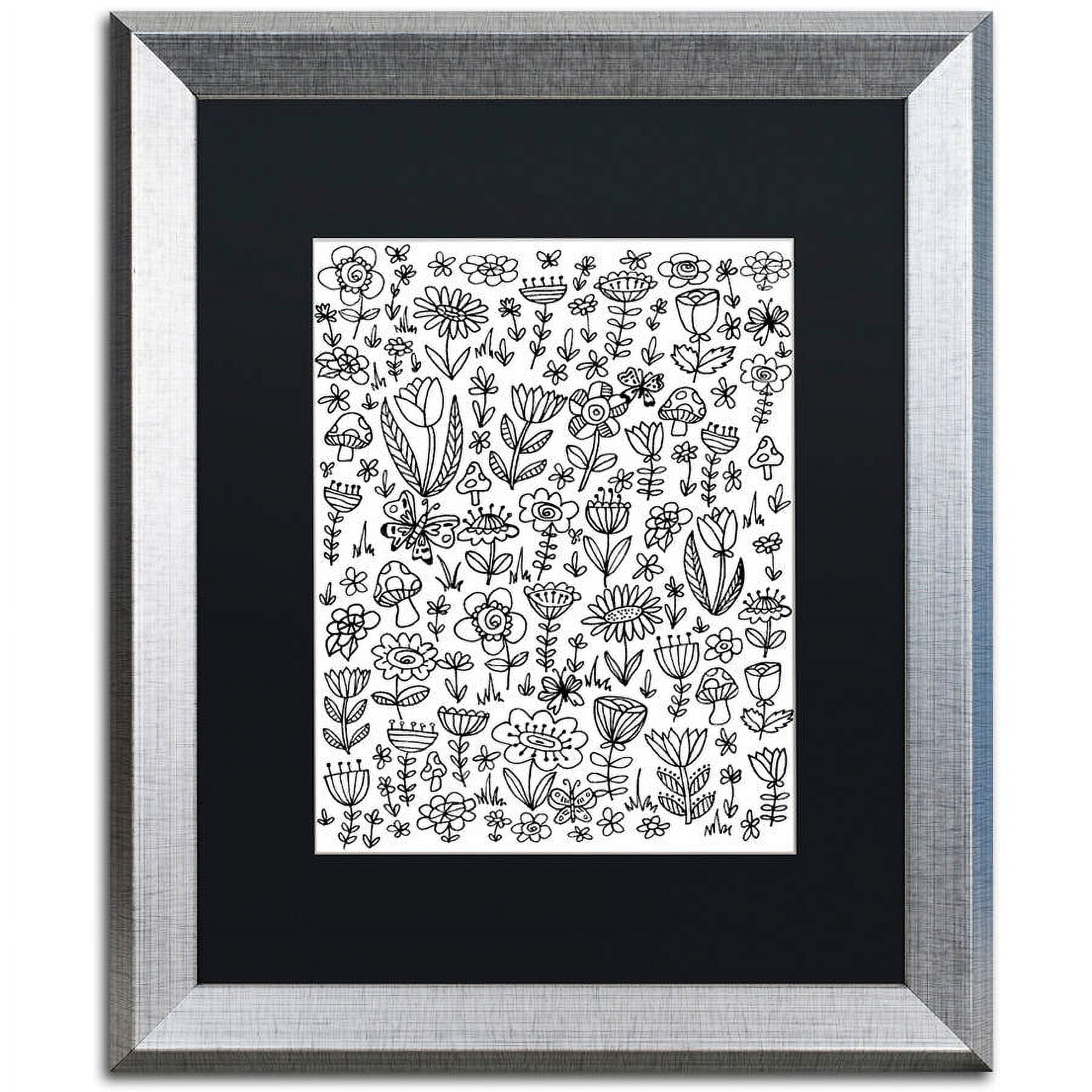 Inspirational Black and White Floral Canvas Art with Silver Frame