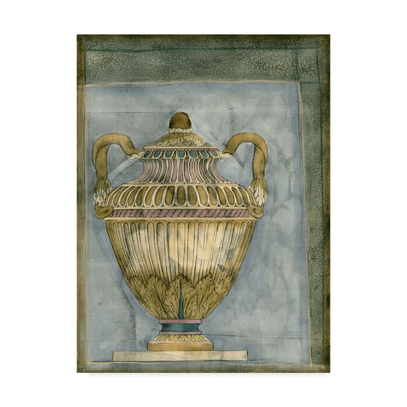 Trademark Fine Art 'Small Urn and Damask III' Canvas Art by Jennifer Goldberger