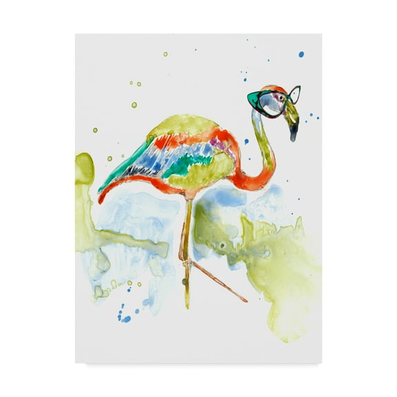 Trademark Fine Art 'Smarty Pants Flamingo' Canvas Art by Jennifer Goldberger