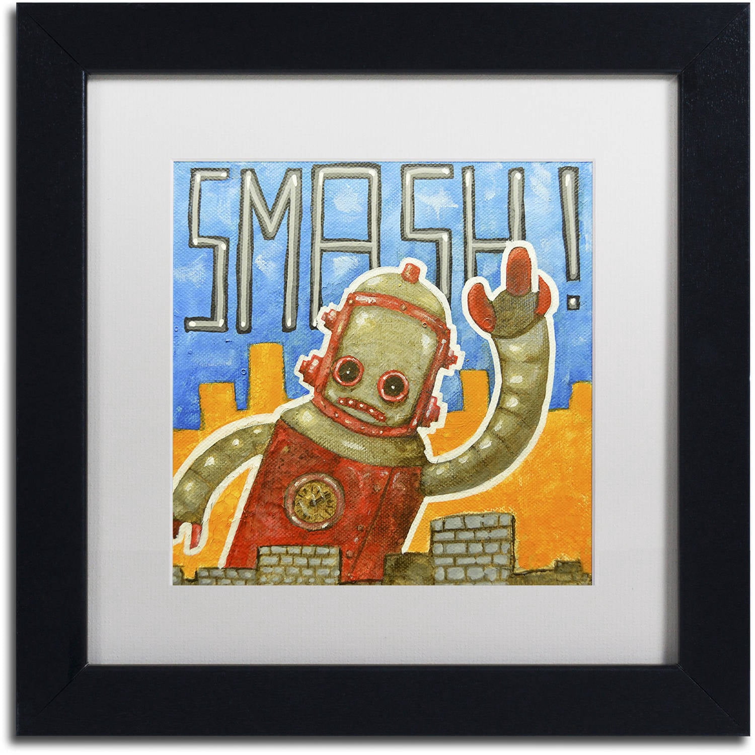 Trademark Fine Art 'Smash!' Canvas Art by Craig Snodgrass, White Matte, Black Frame