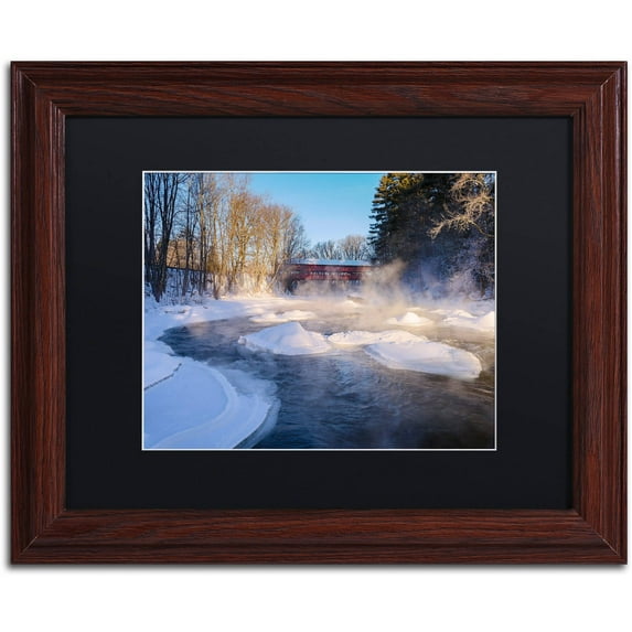 Trademark Fine Art "Smoking River" Canvas Art by Michael Blanchette Photography Black Matte, Wood Frame