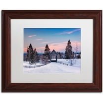Trademark Fine Art "Snow at the Bridge" Canvas Art by Michael Blanchette Photography White Matte, Wood Frame