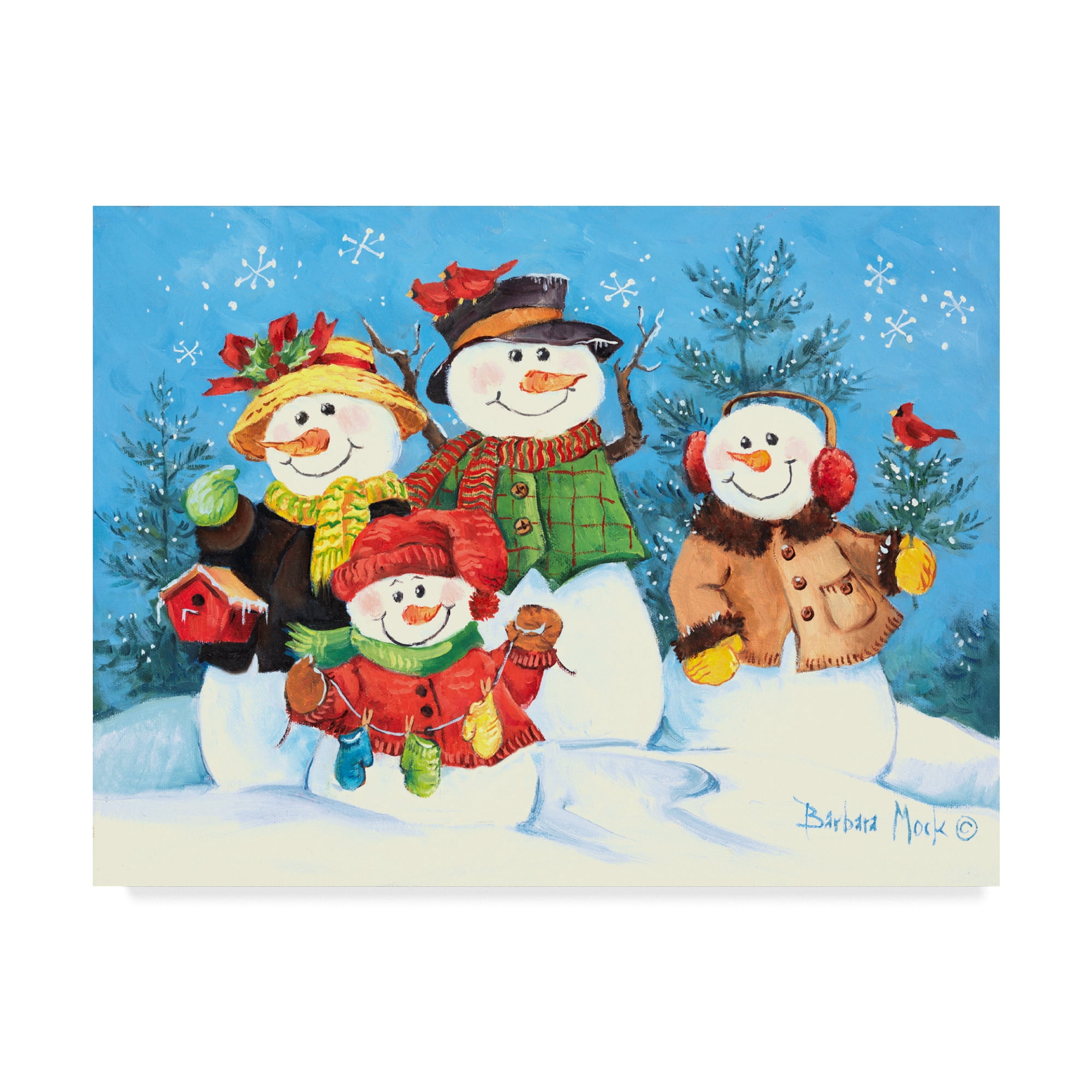 Trademark Fine Art ' Snowman Family' Canvas Art by Barbara Mock