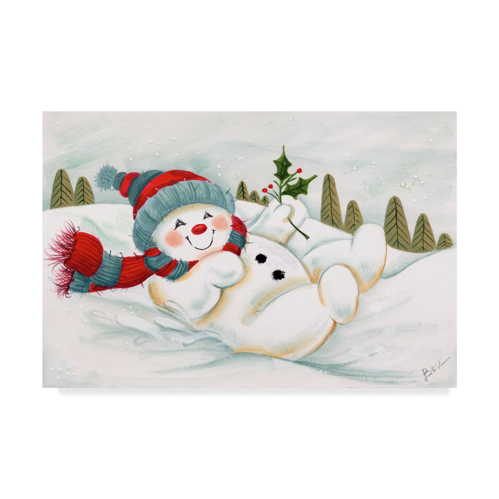 Trademark Fine Art 'Snowman Resting 1' Canvas Art by Beverly Johnston