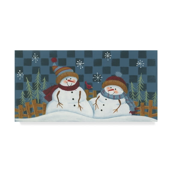 Trademark Fine Art 'Snowmen On Checkers' Canvas Art by Beverly Johnston