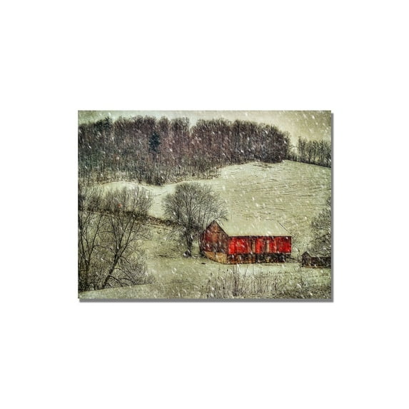 Trademark Fine Art "Snowy Cabin" Canvas Wall Art by Lois Bryan