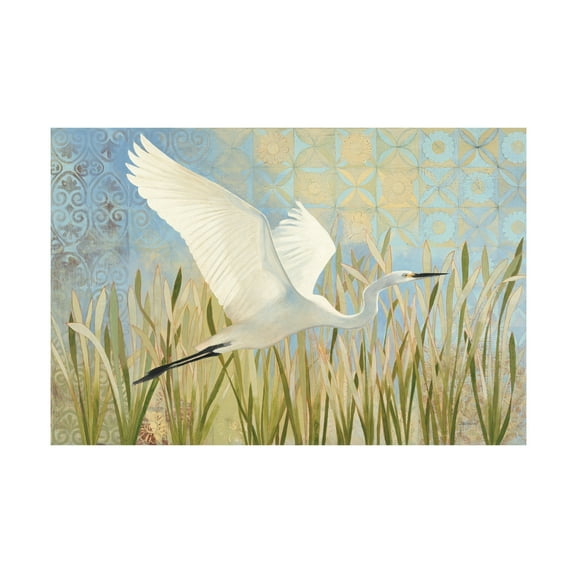 Trademark Fine Art 'Snowy Egret in Flight v2' Canvas Art by Kathrine Lovell