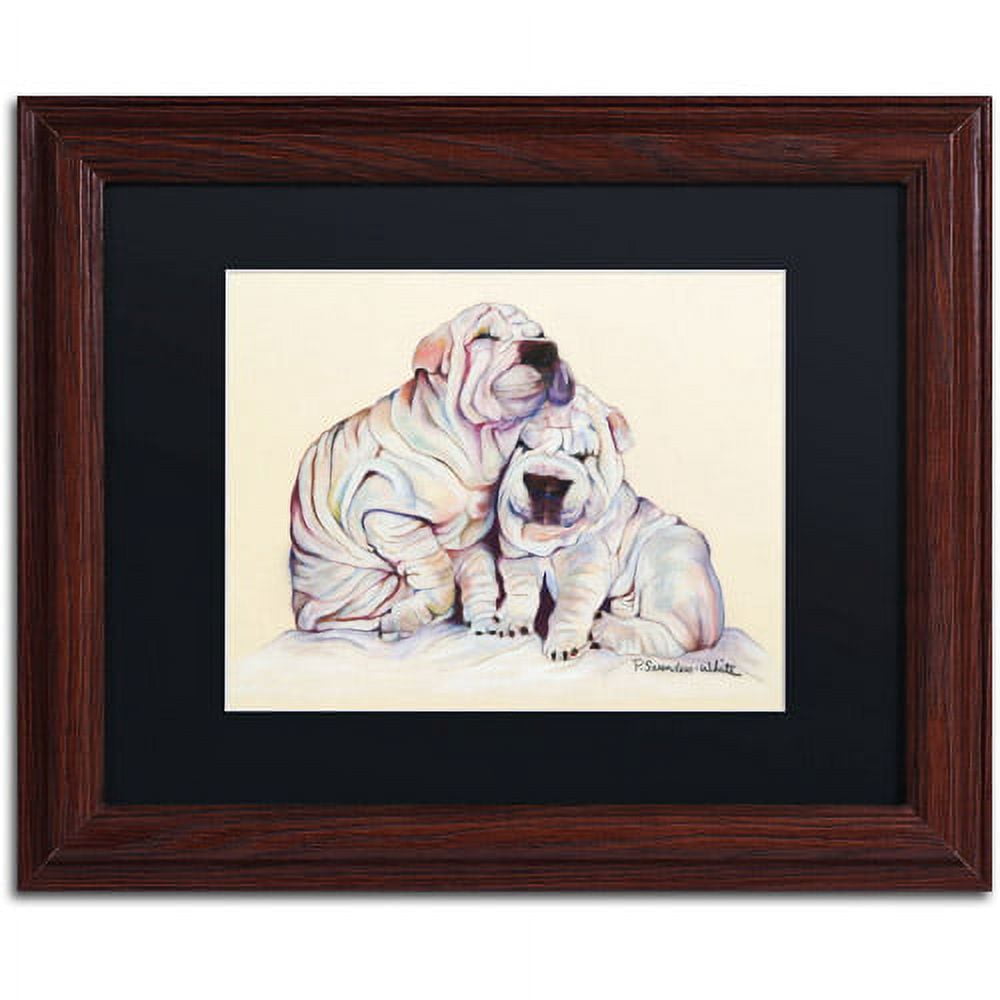 Trademark Fine Art "Snuggles" Canvas Art by Pat Saunders-White, Black Mat, Wood Frame