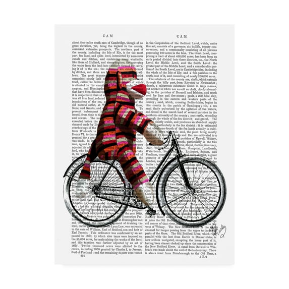Trademark Fine Art 'Sock Monkey On Bicycle' Canvas Art by Fab Funky