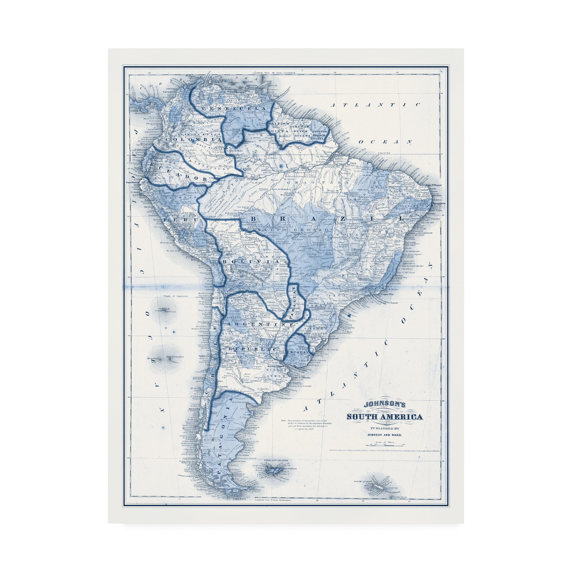 Trademark Fine Art 'South America in Shades of Blue' Canvas Art by Vision Studio