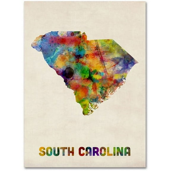 Trademark Fine Art "South Carolina Map" Canvas Wall Art by Michael Tompsett