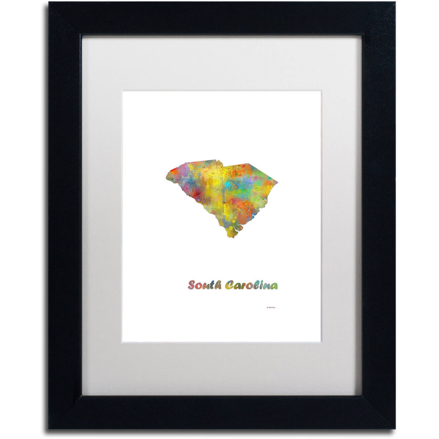 Trademark Fine Art "South Carolina State Map-1" Canvas Art by Marlene Watson, White Matte, Black Frame