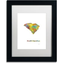 Trademark Fine Art "South Carolina State Map-1" Canvas Art by Marlene Watson, White Matte, Black Frame