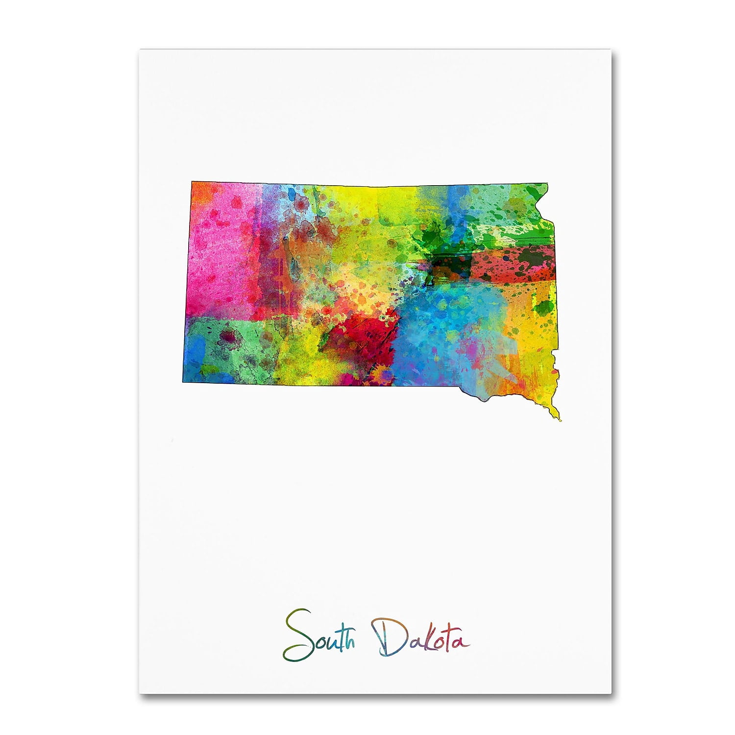 Trademark Fine Art "South Dakota Map" Canvas Art by Michael Tompsett