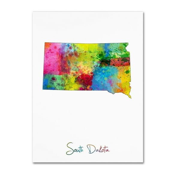 Trademark Fine Art "South Dakota Map" Canvas Art by Michael Tompsett
