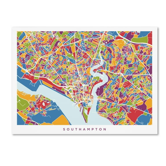 Trademark Fine Art 'Southampton England City Map' Canvas Art by Michael Tompsett