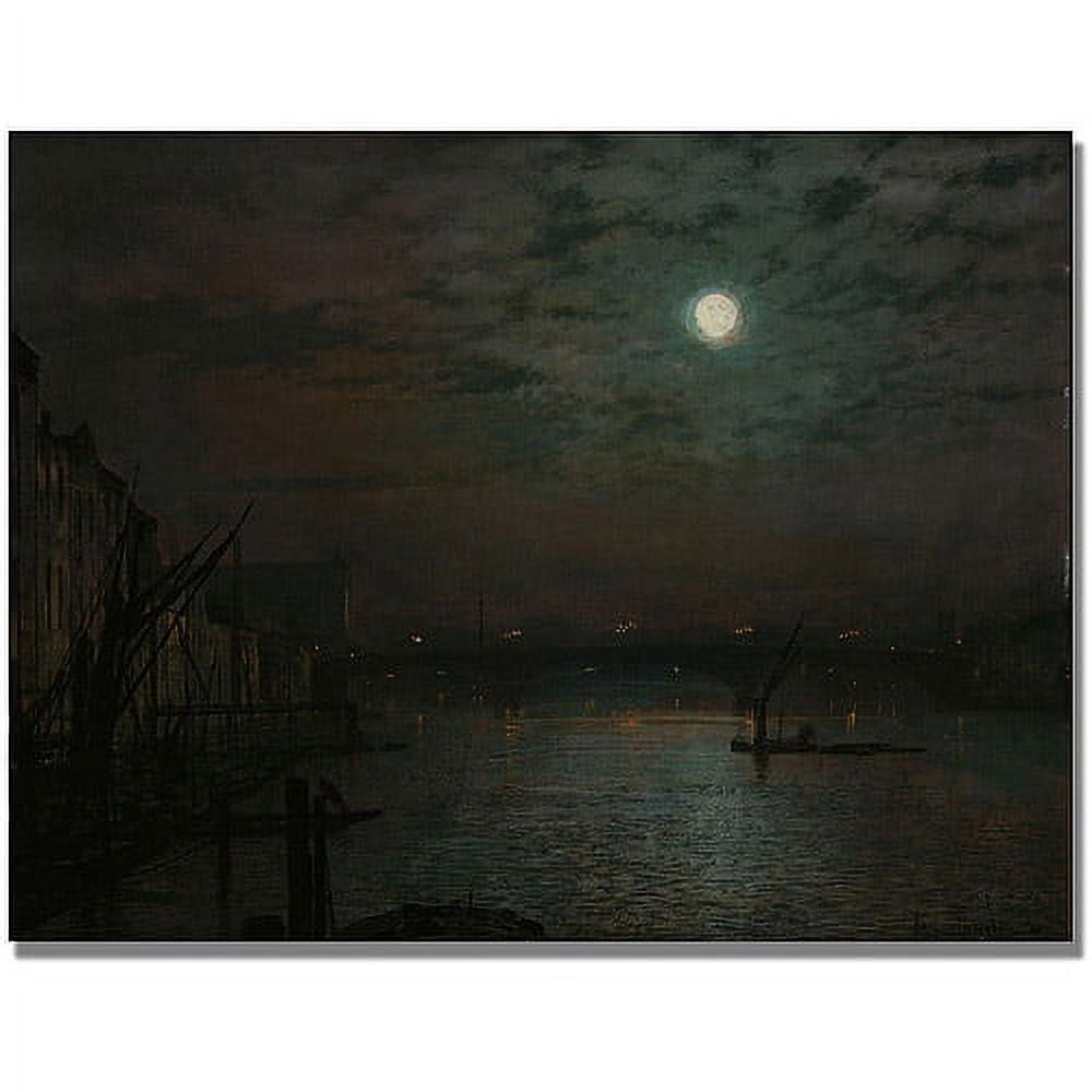 Trademark Fine Art "Southwark Bridge By Moonlight" Canvas Art by John Atkinson Grimshaw