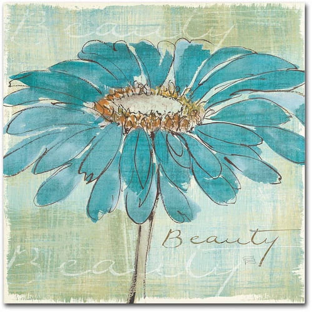 Spa Daisies I Blue and Green Canvas Floral Painting