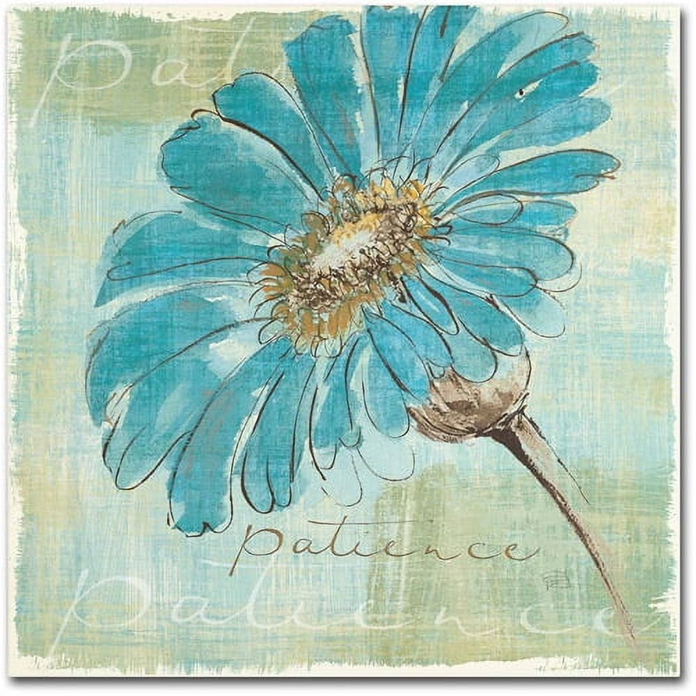Blue Floral Canvas Giclee Print Art, 24" x 24"