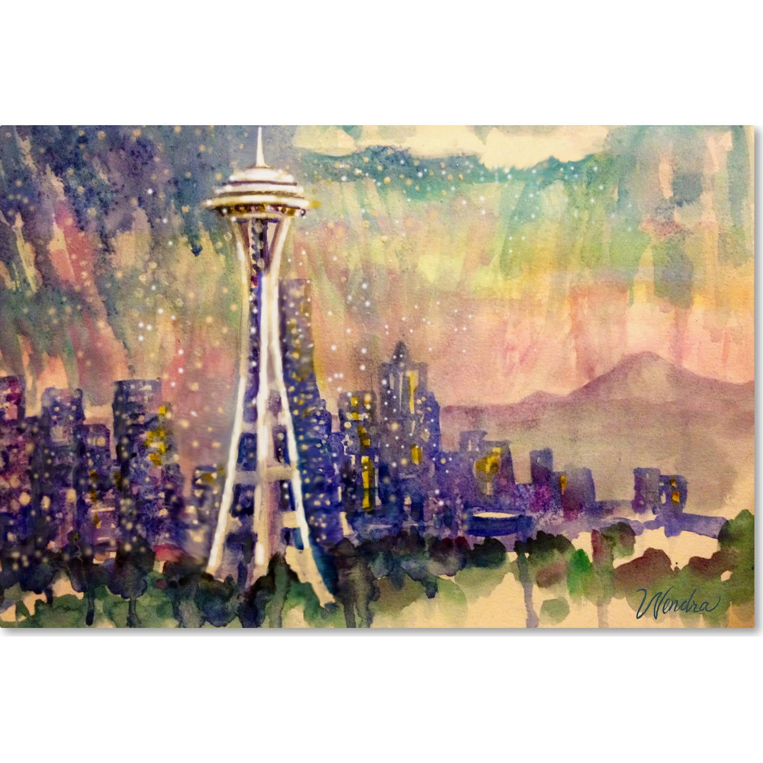Trademark Fine Art "Space Needle Snow" Canvas Art by Wendra