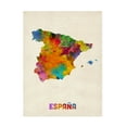 thumbnail image 1 of Trademark Fine Art 	Michael Tompsett 	 Spain Watercolor Map Canvas Wall Art - 35x47, 1 of 5