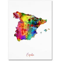 Trademark Fine Art "Spain Watercolor Map" Canvas Art by Michael Tompsett