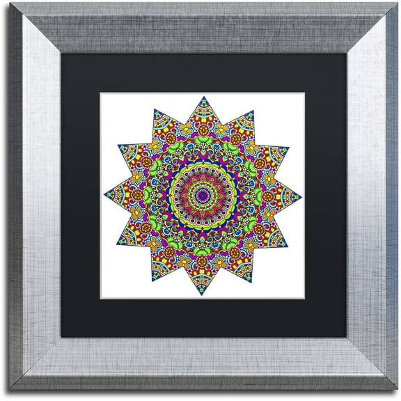 Trademark Fine Art "Sparkling Sunny Day Mandala" Canvas Art by Kathy G. Ahrens, Black Matte, Silver Frame