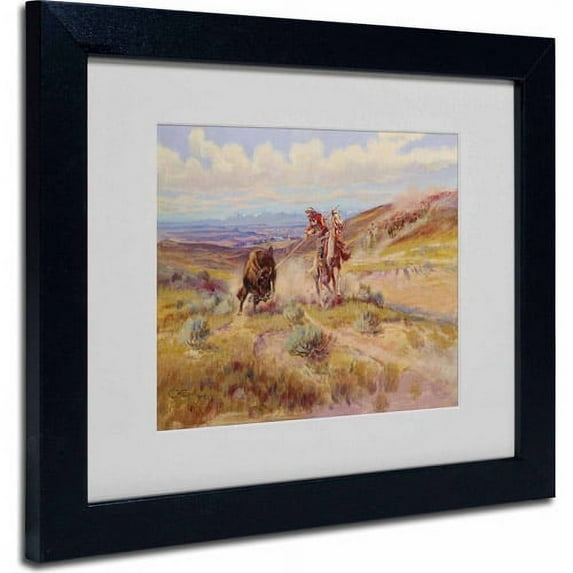 Trademark Fine Art "Spearing a Buffalo 1925" Canvas Art by Charles Russell, Black Frame