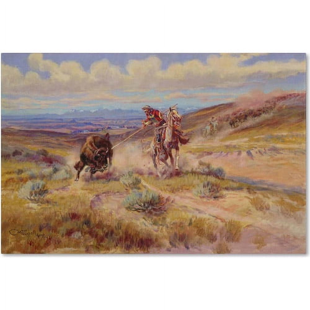 Trademark Fine Art "Spearing a Buffalo 1925" Canvas Art by Charles Russell