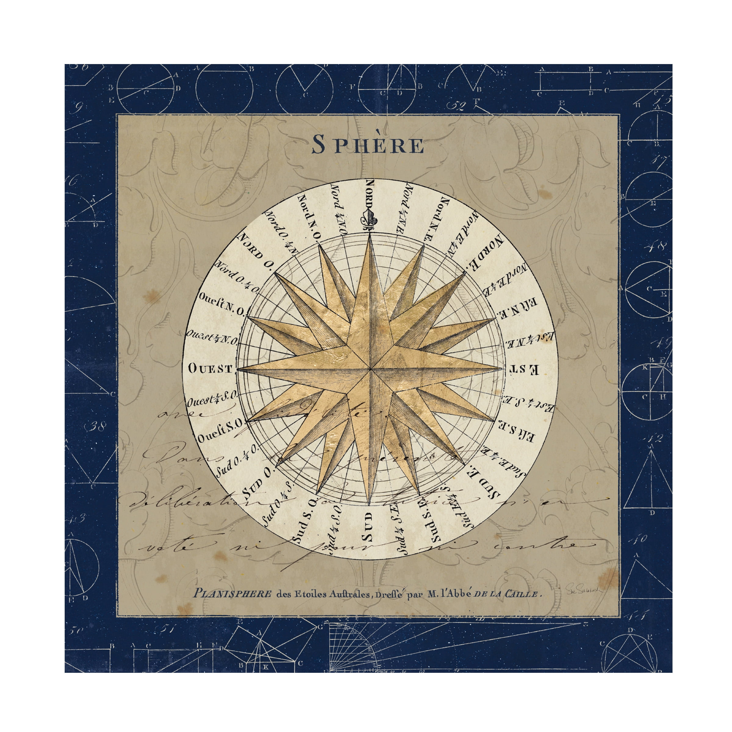 Trademark Fine Art 'Sphere Compass Blue' Canvas Art by Sue Schlabach