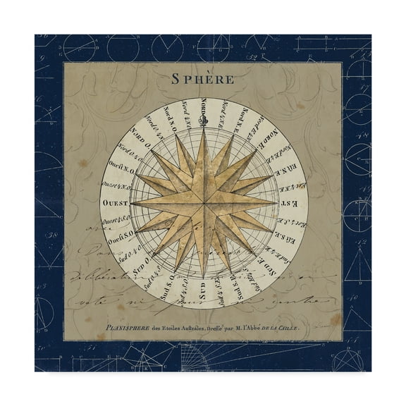 Trademark Fine Art 'Sphere Compass Blue' Canvas Art by Sue Schlabach