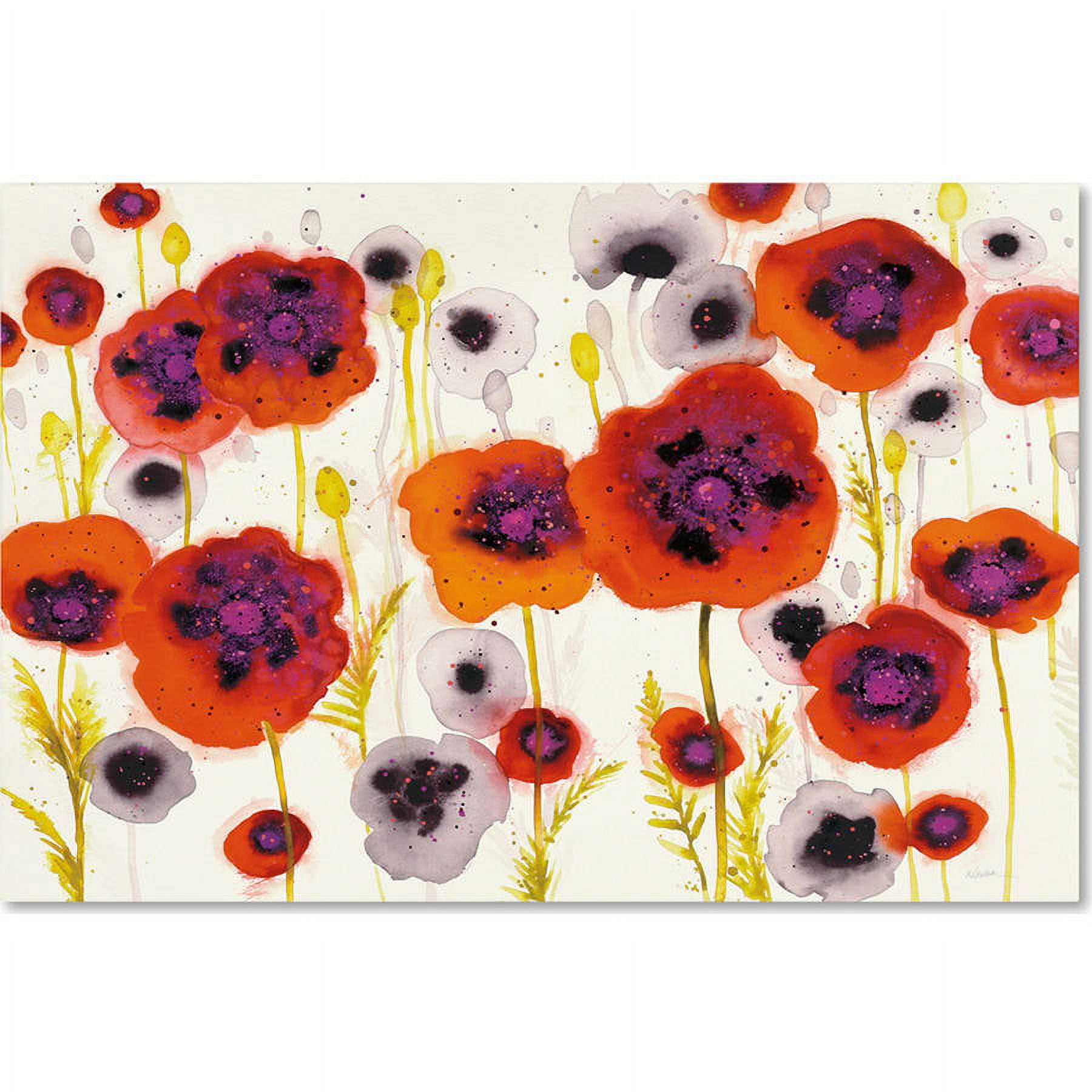 Red and Purple Watercolor Floral Canvas Art