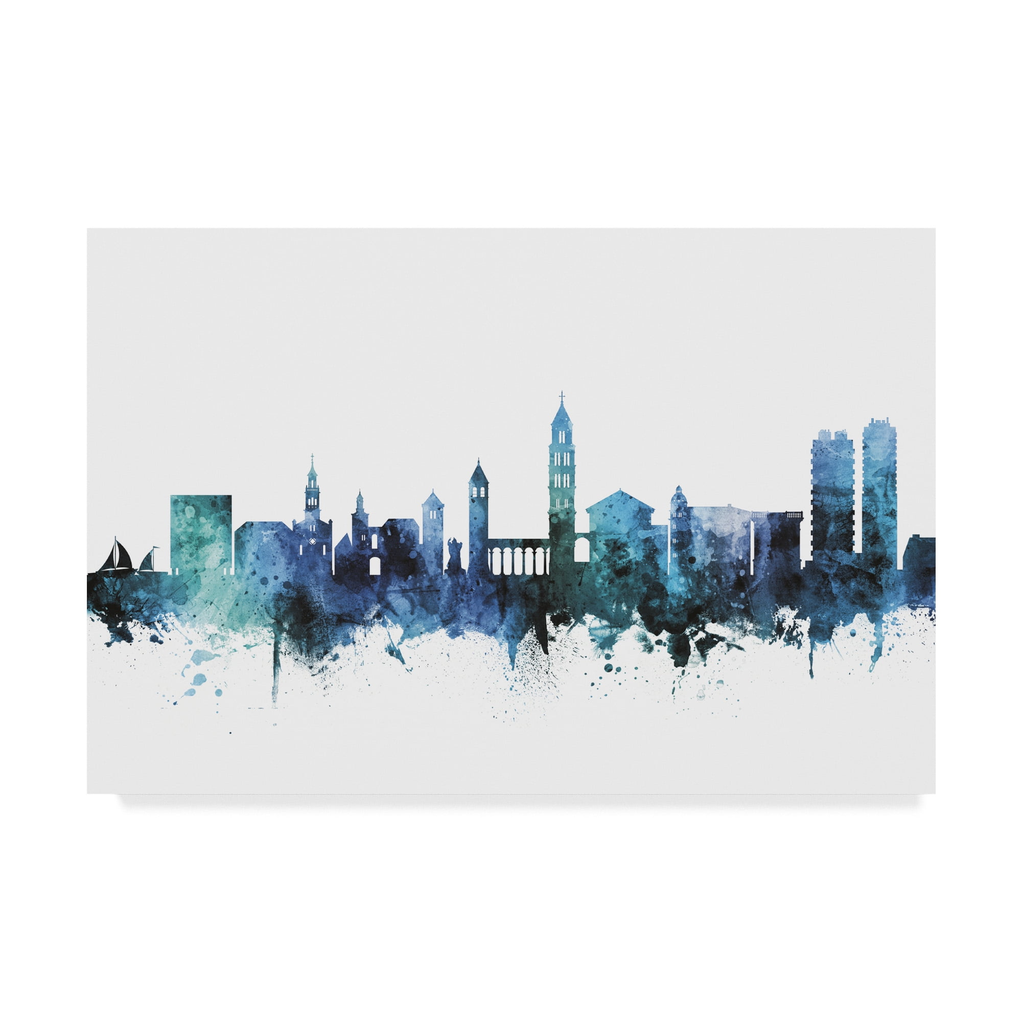 Trademark Fine Art 'Split Croatia Blue Teal Skyline' Canvas Art by Michael Tompsett