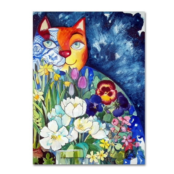Trademark Fine Art 'Spring Cat' Canvas Art by Oxana Ziaka