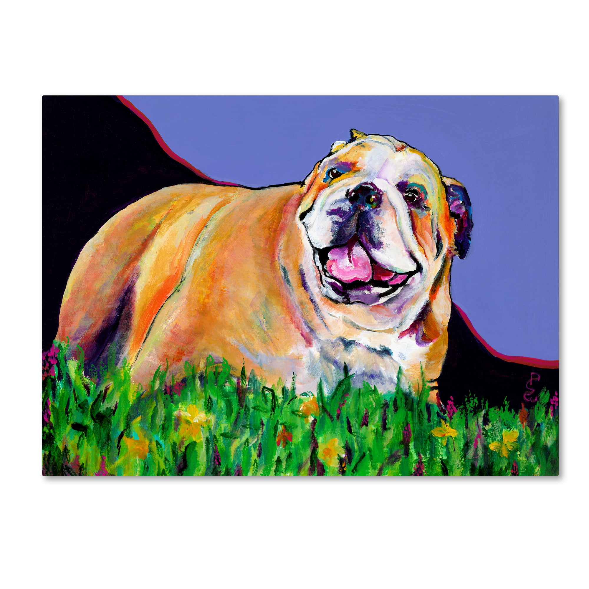 Spring Fever Bulldog Canvas Art in Vibrant Colors