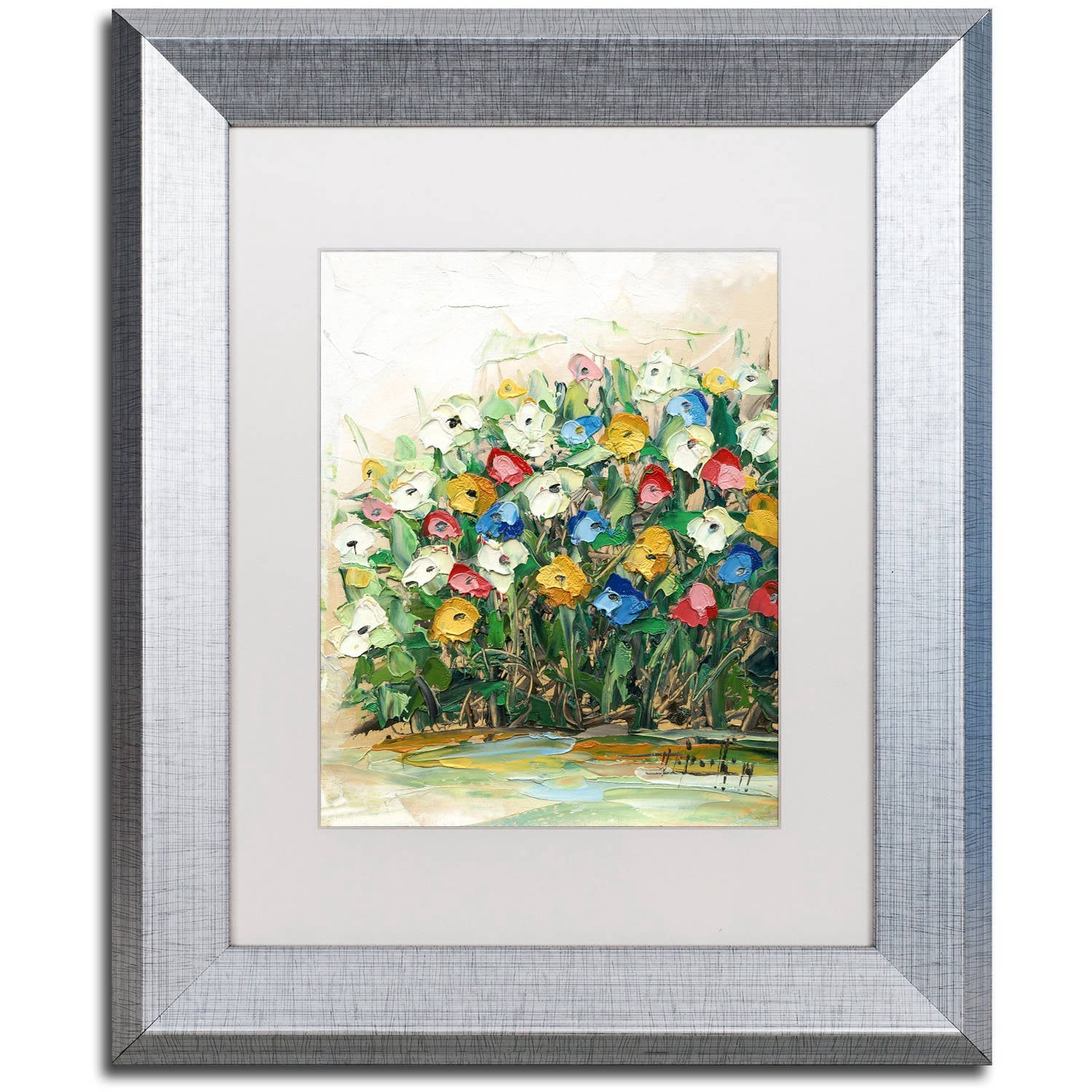 Trademark Fine Art "Spring Flowers in a Vase 10" Canvas Art by Hai Odelia, White Matte, Silver Frame