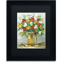 Trademark Fine Art "Spring Flowers in a Vase 11" Canvas Art by Hai Odelia, Black Matte, Black Frame