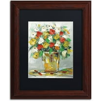 Trademark Fine Art "Spring Flowers in a Vase 11" Canvas Art by Hai Odelia, Black Matte, Wood Frame