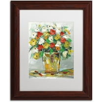 Trademark Fine Art "Spring Flowers in a Vase 11" Canvas Art by Hai Odelia, White Matte, Wood Frame
