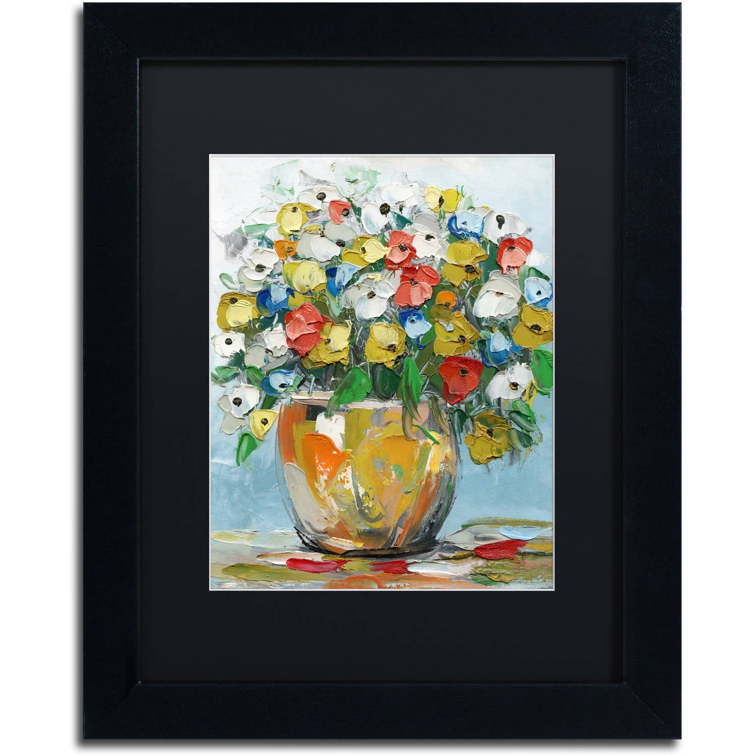 Trademark Fine Art "Spring Flowers in a Vase 3" Canvas Art by Hai Odelia, Black Matte, Black Frame