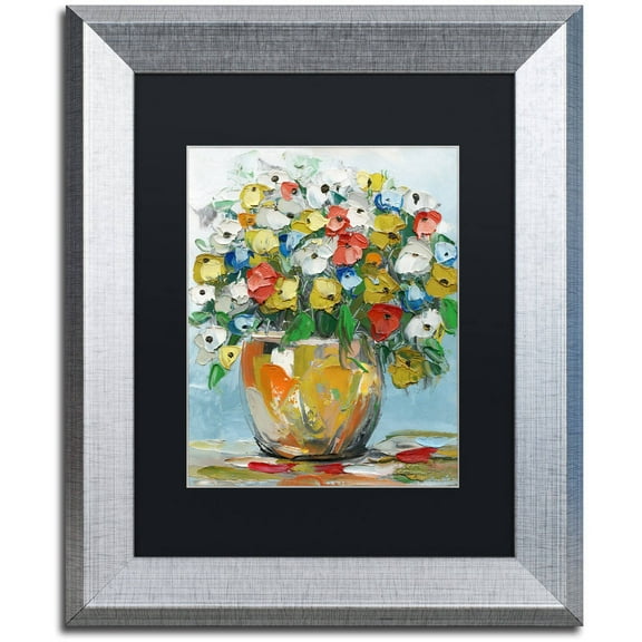 Trademark Fine Art "Spring Flowers in a Vase 3" Canvas Art by Hai Odelia, Black Matte, Silver Frame