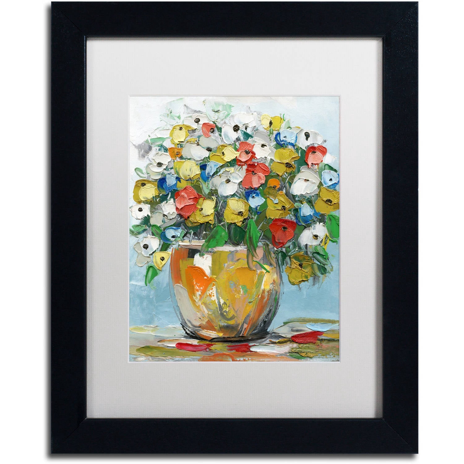 Trademark Fine Art "Spring Flowers in a Vase 3" Canvas Art by Hai Odelia, White Matte, Black Frame
