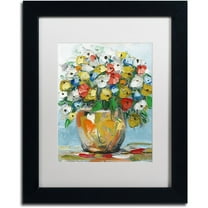 Trademark Fine Art "Spring Flowers in a Vase 3" Canvas Art by Hai Odelia, White Matte, Black Frame