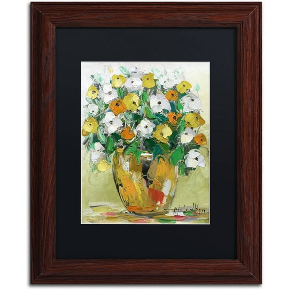 Trademark Fine Art "Spring Flowers in a Vase 4" Canvas Art by Hai Odelia, Black Matte, Wood Frame