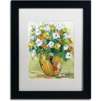 Trademark Fine Art "Spring Flowers in a Vase 4" Canvas Art by Hai Odelia, White Matte, Black Frame