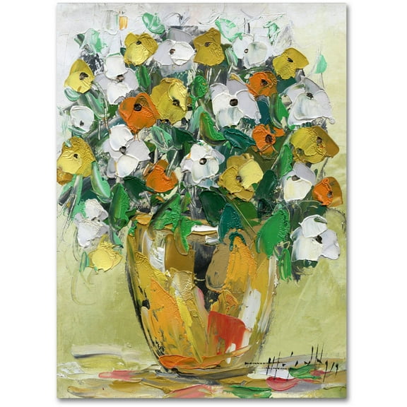Trademark Fine Art "Spring Flowers in a Vase 4" Canvas Art by Hai Odelia