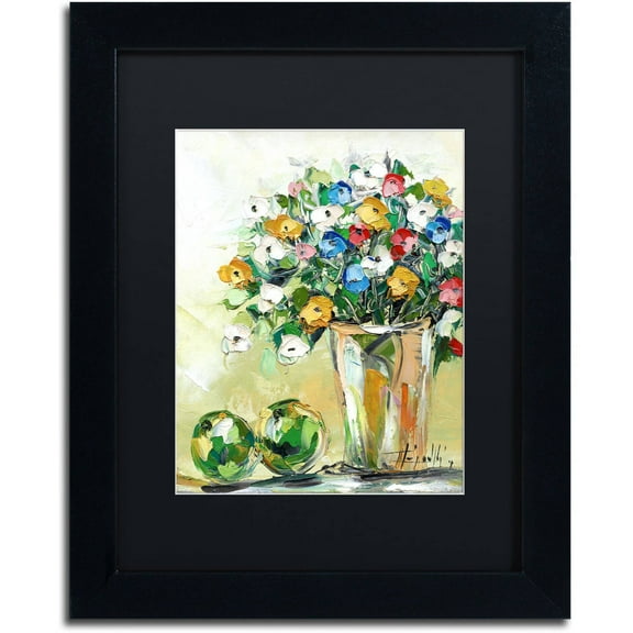 Trademark Fine Art "Spring Flowers in a Vase 5" Canvas Art by Hai Odelia, Black Matte, Black Frame