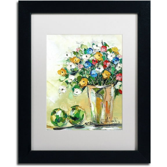 Trademark Fine Art "Spring Flowers in a Vase 5" Canvas Art by Hai Odelia, White Matte, Black Frame